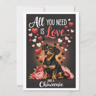 Valentine's Day cute chiweenie dog Photo   Holiday Card
