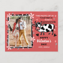 Valentine's Day Cute Cow Custom Couple Photo Funny Postcard