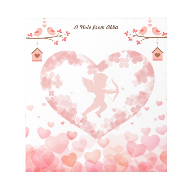 Valentine's Day Cute Cupids and Red Hearts  Notepad (Front)