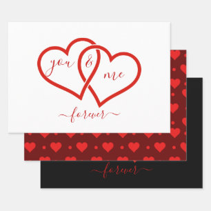 VALENTINE'S DAY CUTE CUSTOMIZED LINKED HEARTS WRAPPING PAPER SHEETS