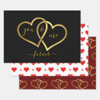 Red & White Hearts Script Love Valentine's Day Wrapping Paper Sheets, Zazzle