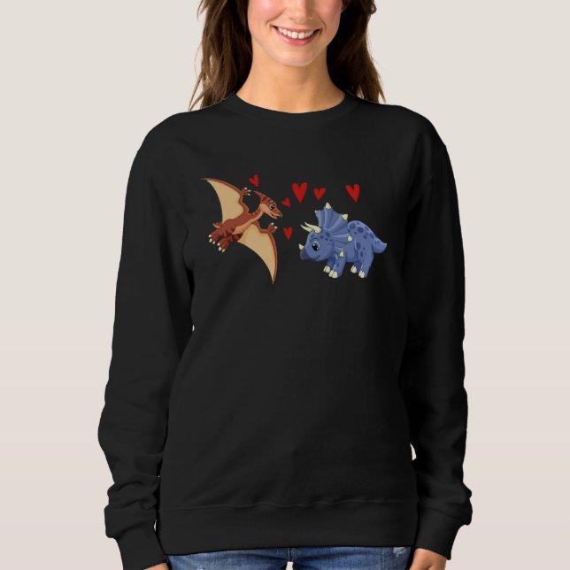 Valentines Day Cute Dinosaurs  Boyfriend Girlfrien Sweatshirt (Front)