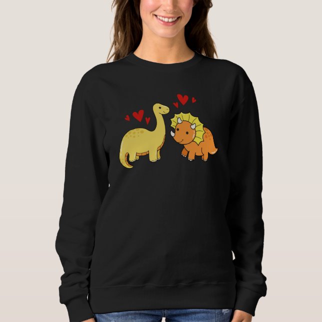 Valentines Day Cute Dinosaurs Boyfriend Girlfriend Sweatshirt (Front)