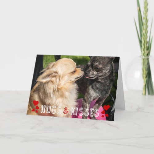 Valentines Day Cute Dog Photo Hugs and Kisses Holiday Card
