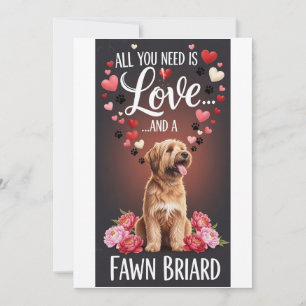 Valentine's Day Cute fawn briard Photo Cuddle  Holiday Card