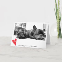 Valentine's Day Cute French Bulldog Photo Cuddle Holiday Card