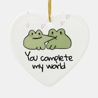 Valentine's Day Cute Frog Love Couple  Ceramic Ornament