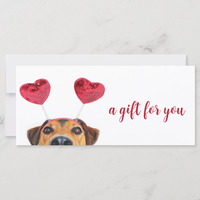 Valentine's Day Cute Fun Dog Headband Gift Card (Front)