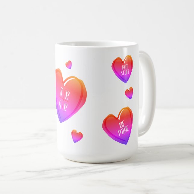 Valentine's Day Cute Hearts Custom Couple's   Coffee Mug (Front Right)