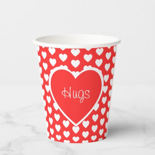 Valentines Day Cute Hearts Pattern Red White  Paper Cups