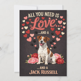 Valentine's Day cute jack russell  dog Photo   Holiday Card