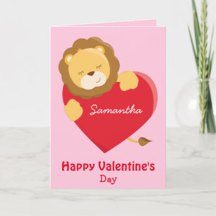 Valentine's Day Cute Lion for your daughter  Card