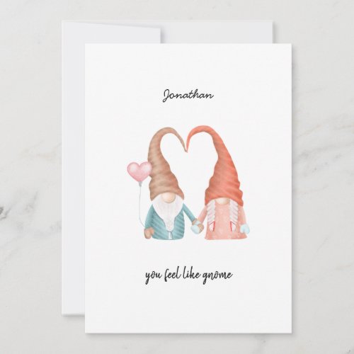Valentines Day Cute Love Gnome Funny Pun Holiday Card