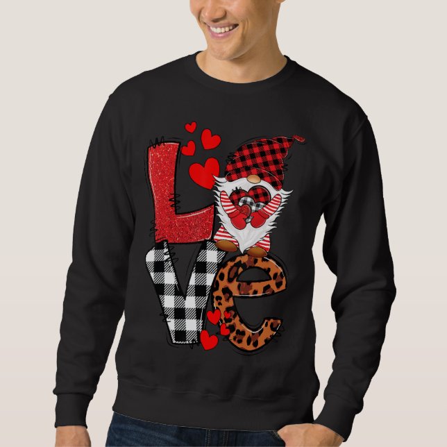Valentines Day Cute Love Heart Gnome White Buffalo Sweatshirt (Front)