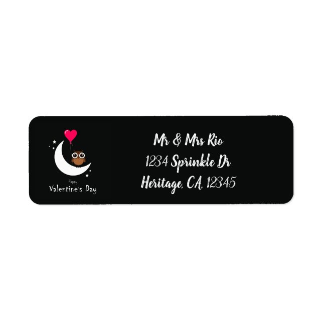 Valentine's Day Cute Owl Address Label (Front)