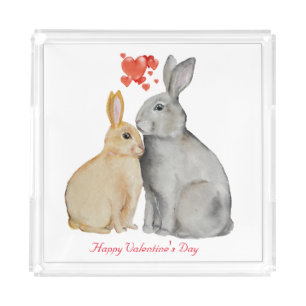 Valentine's Day Cute Rabbit Acrylic Tray
