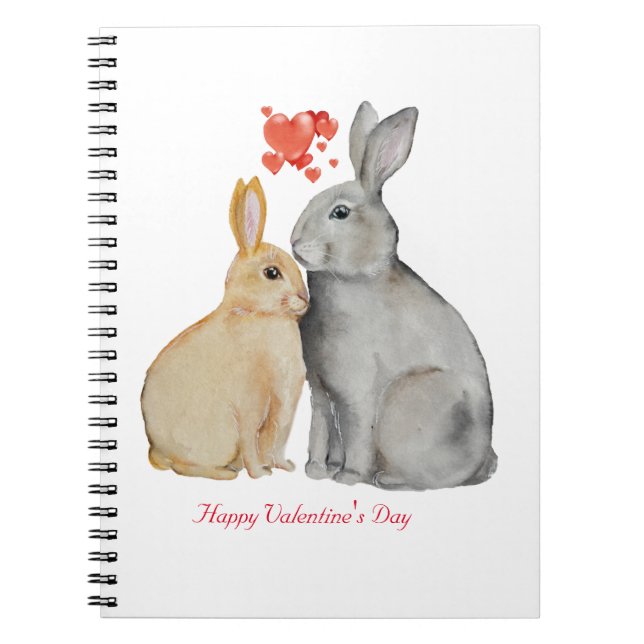 Valentine's Day Cute Rabbit Notebook (Front)