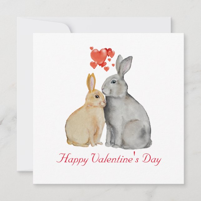 Valentine's Day Cute Rabbit Postcard (Front)
