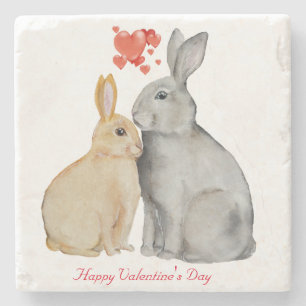 Valentine's Day Cute Rabbit Stone Coaster