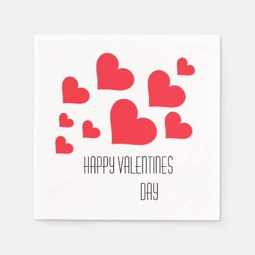 Valentines Day Cute Red Hearts And Love Paper  Napkins