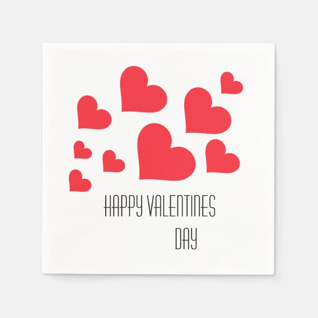 Valentine's Day Cute Red Hearts And Love Paper  Napkins (Front)