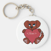Valentine's Day Cute Red Puppy Dog with Heart Keychain