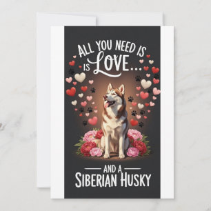 Valentine's Day Cute siberian husky Photo Cuddle  Holiday Card