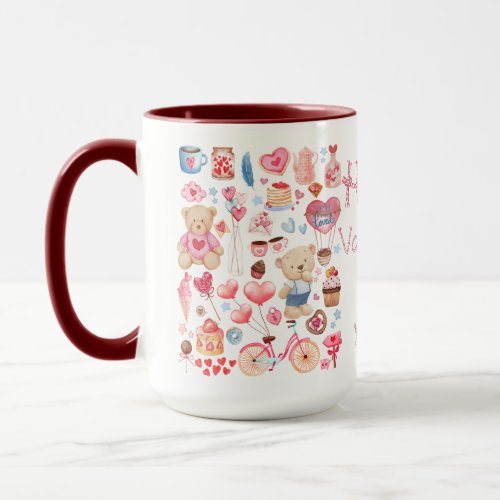 Valentines day Cute teddy bear heart  love Mug
