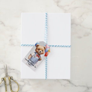 Valentine's Day Cute Watercolor Bear With Balloon Gift Tags
