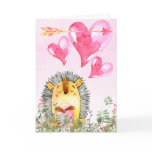 Valentines Day Cute Watercolor Hedgehog Holiday Card Valentines Day Cute Watercolor Hedgehog Holiday Card
