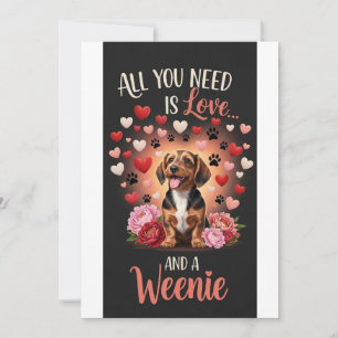 Valentine's Day Cute weenie Photo cuddle Holiday Card