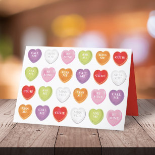Valentine's Day Cute Whimsical Conversation Hearts Holiday Card