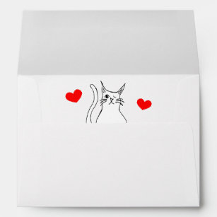 Valentine's Day Cute Winking Cat Hearts Envelope