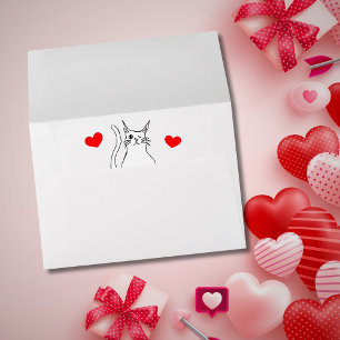 Valentine's Day Cute Winking Cat Hearts Envelope