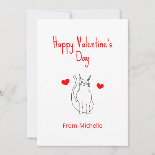 Valentine's Day Cute Winking Cat Hearts Note Card