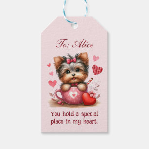 Valentines Day Cute Yorkshire Terrier Dog Gift Tags