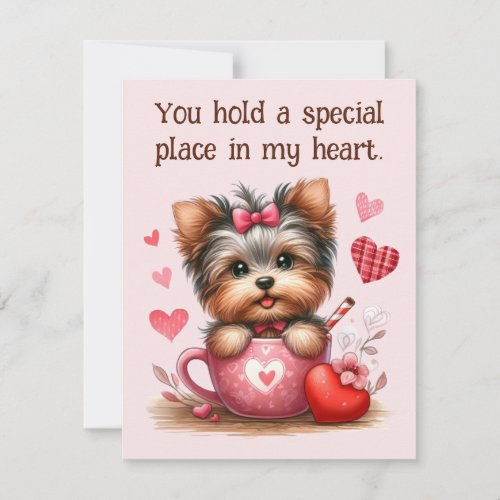 Valentines Day Cute Yorkshire Terrier Dog Holiday Card