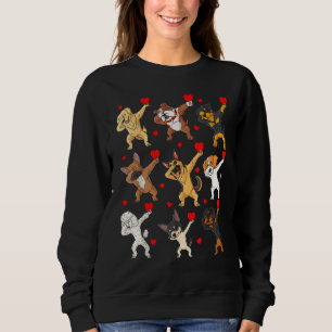 Valentines Day Dabbing Dogs Holding Hearts Boys Gi Sweatshirt