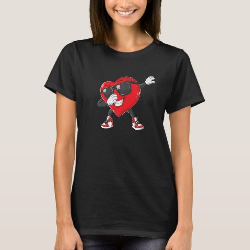 Valentines Day Dabbing Heart Cool Boys Girls Kids T_Shirt