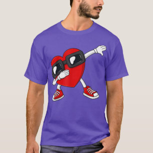 Valentines Day Dabbing Heart Funny Boys Girls Kids T-Shirt