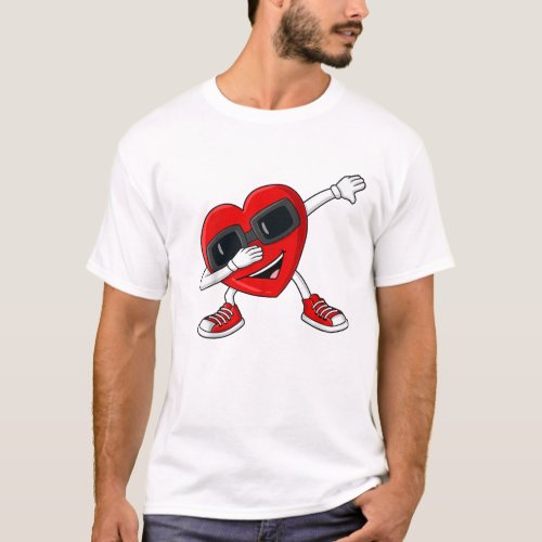 Valentines Day Dabbing Heart Funny Boys Girls Kids T_Shirt