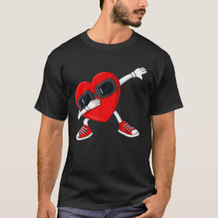 Valentines Day Dabbing Heart Funny Boys Girls Kids T-Shirt