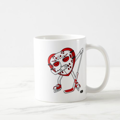 Valentines Day Dabbing Heart Hockey Stick Puck Boy Coffee Mug