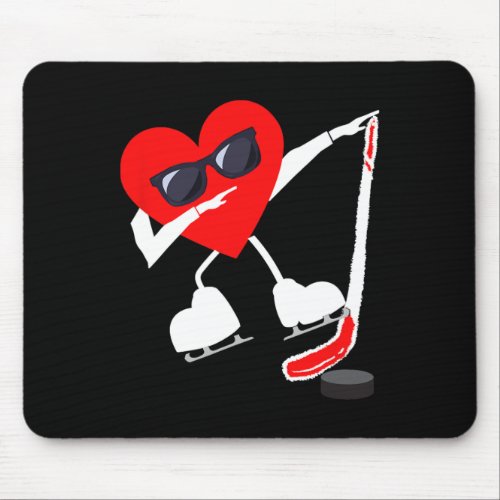 Valentines Day Dabbing Heart Hockey Stick Puck Boy Mouse Pad
