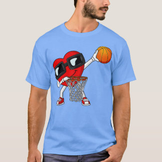 Valentines Day Dabbing Heart Holding A Basketball T-Shirt