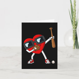 Valentines Day Dabbing Heart With Baseball Bat Boy Card