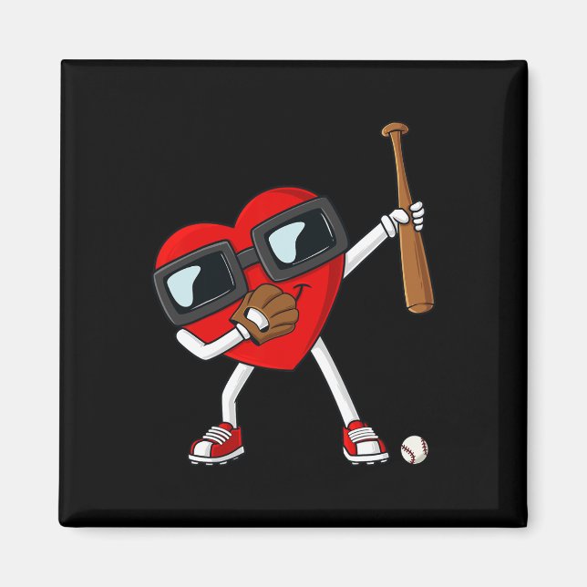 Valentines Day Dabbing Heart With Baseball Bat Boy Magnet (Front)