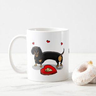 Valentine's Day Dachshund (black & tan) - Cute dog Coffee Mug