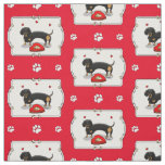 Valentine's Day Dachshund (black &amp; tan) - Cute dog Fabric