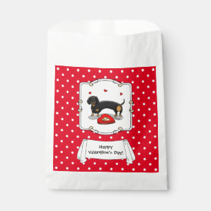 Valentine's Day Dachshund (black & tan) - Cute dog Favor Bag